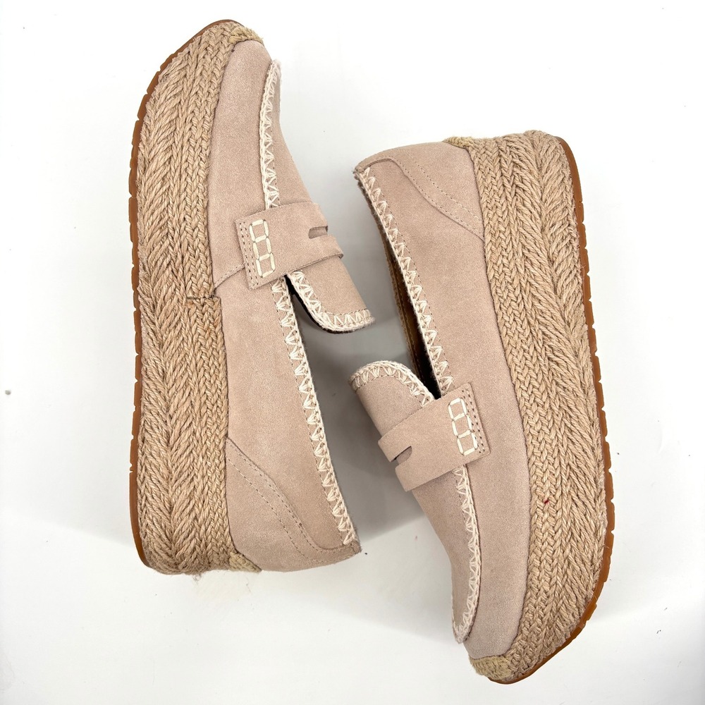 NWOT Dolce Vita Jalia Suede Platform‎ Espadrille Loafers Taupe Slip On Sz 9 - Picture 7 of 9